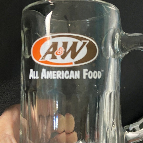 Vintage A & W Root Beer heavy Clear Glass Mug All American Food 5.5" tall LOGO - Picture 4 of 8